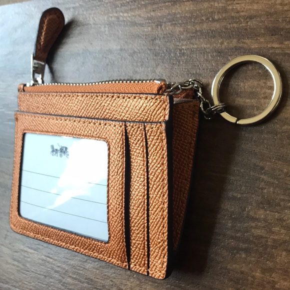 Coach Mini Skinny ID Case in Metallic Orange NWT - Picture 7 of 8